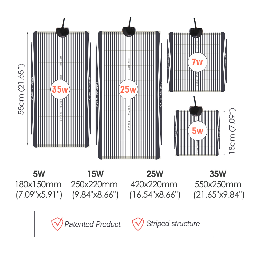 5W 15W 25W 35W Graphene Reptil - đánh giá và giá Heat Mat Seedling