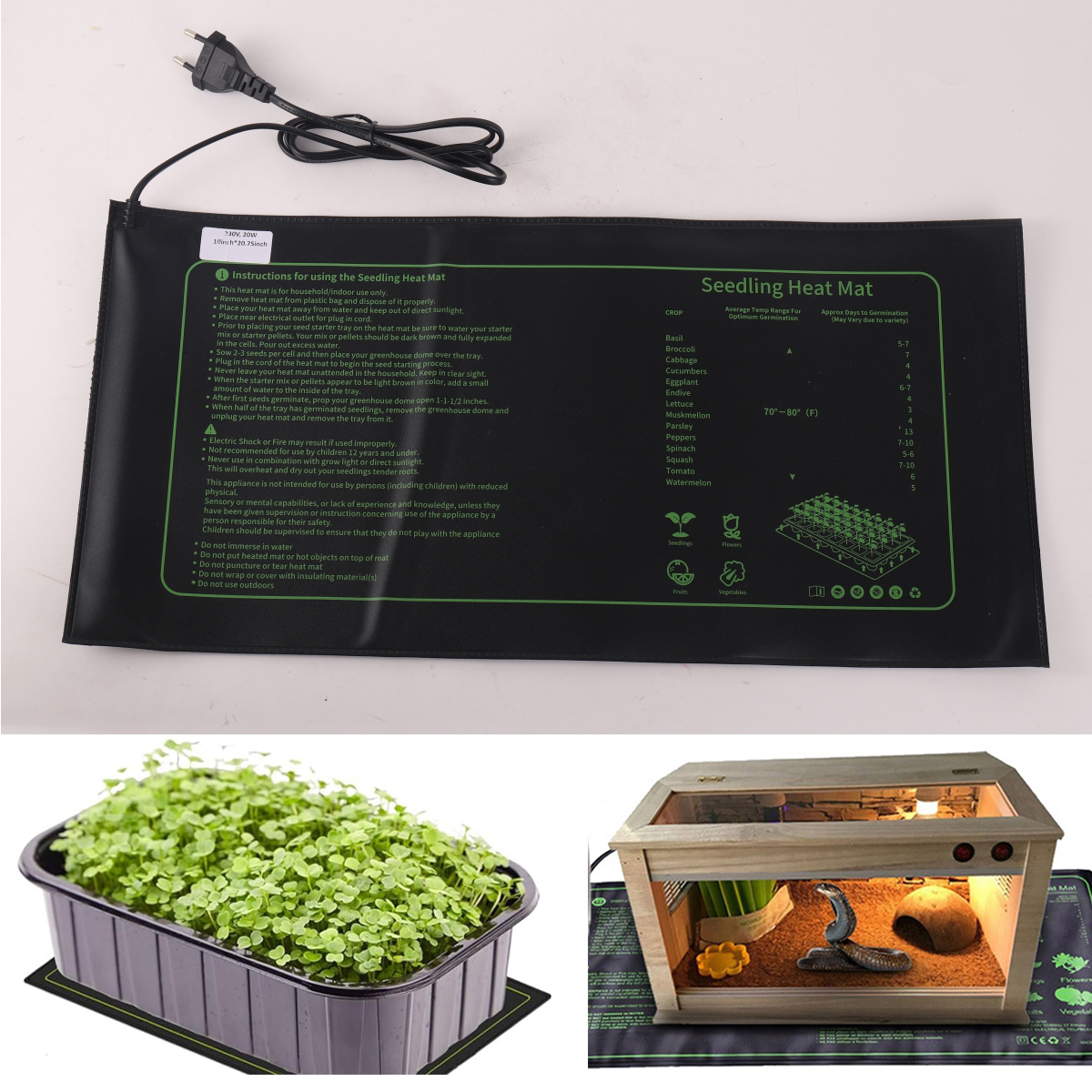20W Seedling Heating Pad 230V  - đánh giá và giá Heat Mat Seedling